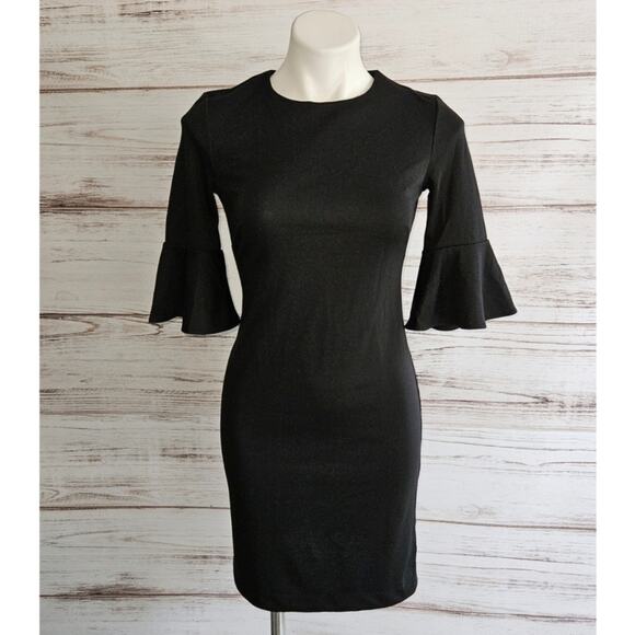 Banana Republic Black Half Flate Sleeve Black Dress sz 2 Petite New - Picture 1 of 7